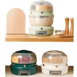 Nuevo Dispensador de Arroz y Granos Giratorio de Doble Capa con 6 Compartimentos, Contenedor de Almacenamiento de Cereales para Cocina con Tapa Resistente a la Humedad - Product Image 2