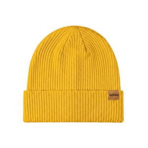 Gorros de Algodón Ecológicos con Etiqueta de Gamuza con Logotipo Personalizado, Gorros de Invierno Tejidos Personalizados - Product Image 4