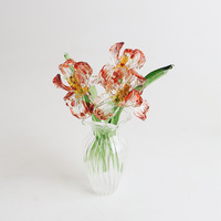 Mini Ornement Floral en Verre Artificiel pour la Décoration Intérieure, Artisanat, Ornement de Bureau, Texture Réaliste, Cadeaux de Mobilier