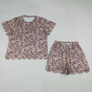 Set di Shorts Lunghi Classici da <span class=keywords><strong>Donna</strong></span> in Marrone e <span class=keywords><strong>Verde</strong></span> con Bordo Ondulato, Stile Vintage, GSSO3234, <span class=keywords><strong>Abbigliamento</strong></span> Boutique RTS - Nessuna tariffa doganale, Contattaci - Product Image 3