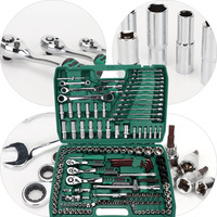ELEHAND OEM 151 PCS Jeu de douilles Cr-V 1/2" 3/8" 1/4" Dr. Kit de clés à cliquet pour réparation automobile Outils à main Boîte de rangement rigide