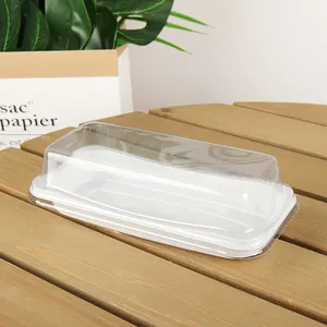 Boîte à gâteau rectangulaire à usage unique, emballage de gâteau, slim, chien chaud, boîtes à pain en plastique blanc avec couvercles transparents, faible quantité minimale de commande