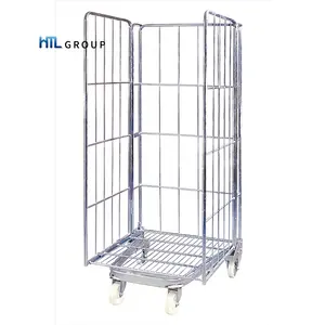 Mild steel zinc plating demountable 3 sided supermarket roll cages