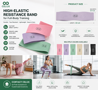 CELUX Juego de 5 Mini Bandas de Resistencia de Gel de Silicona con Logotipo Personalizado, Accesorio para Ejercicios de Cadera y Glúteos, Yoga, Tensión de 30-50 lb
