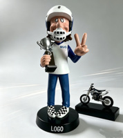 Figurine Bobblehead Personnalisée de Motocross avec Trophée - Souvenir Sportif en Résine, Cadeau pour les Fans de Course