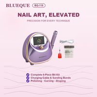 Perceuse à ongles sans fil professionnelle, vitesse réglable 45000 tr/min, contrôle de précision, kit de 6 embouts, utilisation en salon de manucure