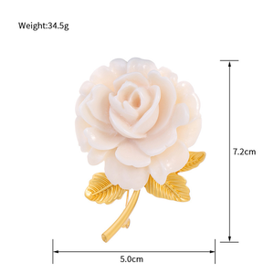 Venta al por mayor de joyería de flores de lujo broche de Rosa Blanca de moda de las mujeres crema flor pecho flor <span class=keywords><strong>boda</strong></span> fiesta Rosa broche - Product Image 5