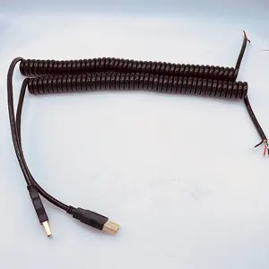高品质弹性4芯盘绕螺旋可伸缩弹簧usb电缆PU外套