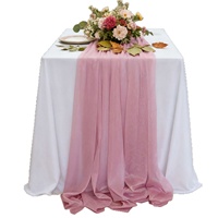 Drapeau de table en gaze de polyester transparente, motif uni personnalisable, style nordique, pour la décoration de mariages, anniversaires, fêtes et événements à Bali