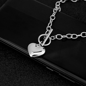 2026 New Personalized OT Buckle Silver Plated Heart Shaped Pendant Necklace <b>Titanium</b> Steel Women's Necklace Fashion Jewelry - Product Image 2