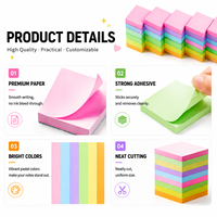 Juego de notas adhesivas de colores combinados, cuadradas, autoadhesivas, de papel premium, multicolor, para uso diario en la oficina, la escuela y las notas.