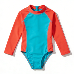 Maillots de bain pour filles à manches longues personnalisés, <span class=keywords><strong>protection</strong></span> <span class=keywords><strong>UV</strong></span>, anti-chlore, pour tout-petits, avec imprimé, respirants, séchage rapide, pour la plage - Product Image 1