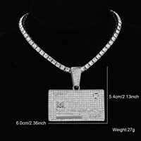 Hip Hop Icy Bling Collier Bijoux Hommes Iced Out Plaqué Or Strass Diamant VISA Carte Pendentif Avec Tennis Chaîne À Maillons