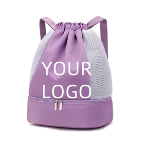 Large Drawstring Backpack Sports Gym Basketball Bag String Beach Swim for Women Promotion Gift Dry Wet Separation Easy to Carry