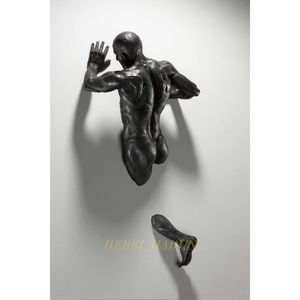 Scultura della parete di arte del metallo intagliato a mano all'ingrosso rame umano ottone bronzo 3d statua dell'uomo della parete <span class=keywords><strong>Hush</strong></span> per l'hotel domestico - Product Image 4