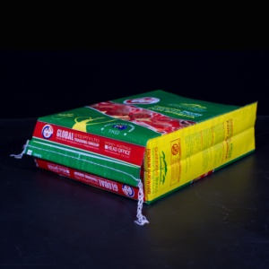 Sacs tissés en PP recyclé doublement laminés personnalisés avec poignée, scellage thermique, logo personnalisé, <span class=keywords><strong>sac</strong></span> d'emballage pour riz 25KG - Product Image 5