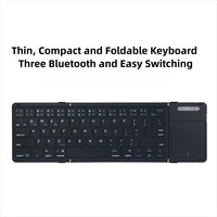 Keyboard Nirkabel Ultra Tipis 3-Lipat dengan Touchpad, Desain Terintegrasi Ukuran Saku, Tombol Tanpa Sambungan, Penutup Kulit Mewah