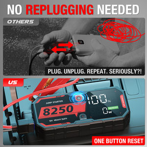 Портативное пусковое устройство для грузовиков, мотоциклов и автомобилей 16000 мАч 3400А 960CCA, для двигателей 40 л.с. (бензин) и 6.5 л. (дизель), с LED-фонарем - Product Image 4