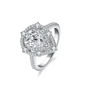 ペアカット2CTダイヤモンド & モアッサナイトゴールドメッキ調節可能なホットセール女性用S925シルバー婚約結婚指輪
