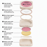 OEM/ODM Palette de fard à joues minéral végétalien haute pigmentation, poudre compacte, 24 couleurs, maquillage waterproof, fini mat de luxe, marque privée