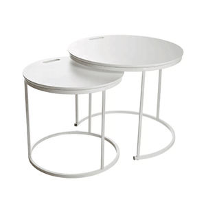 โต๊ะกาแฟทรงกลม MDF ทันสมัยสำหรับห้องนั่งเล่นเฟอร์นิเจอร์แบบทันสมัยโต๊ะกาแฟเคลือบสีขาวโต๊ะกาแฟ - Product Image 5