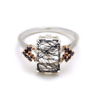 Vente en gros de pierres de quartz noir en argent sterling S925 pour femme, bijoux à collectionner