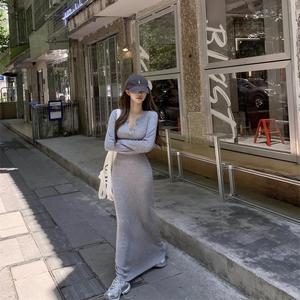 V-Neck Long Sleeve Bodycon Dress Women Natural Waist Simple Style Daily Wear City Commuting Casual Dress Spring Autumn 2025 - Product Image 2