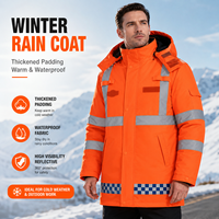 Veste imperméable légère, respirante, réutilisable et durable en PU orange fluorescent avec doublure en coton synthétique