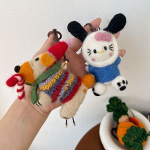 Porte-clés <span class=keywords><strong>en</strong></span> feutre <span class=keywords><strong>de</strong></span> <span class=keywords><strong>laine</strong></span> fait main style coré<span class=keywords><strong>en</strong></span>, motif animal mignon, pendentif <span class=keywords><strong>en</strong></span> feutrage à l'aiguille, breloque <span class=keywords><strong>de</strong></span> sac, ornement suspendu - Product Image 3