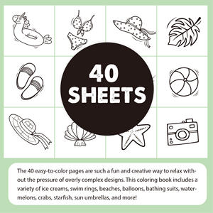 Livre de coloriage été style enfants coloriage 40 <span class=keywords><strong>dessin</strong></span> animé frais doodles 4 ans livre de coloriage <span class=keywords><strong>simple</strong></span> - Product Image 5