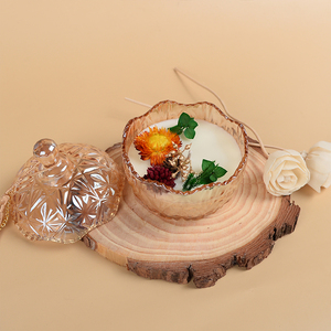 Bougies en cire d'abeille et de soja faites à la main pour décoration intérieure, récipient en verre ambré personnalisable, bougie désodorisante séchée - Product Image 1