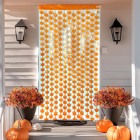 Rideau en soie effet pluie motif feuille d'érable 1x2m en PET pour décoration d'automne, Thanksgiving, porte, fenêtre et toile de fond de fête - Vente en gros