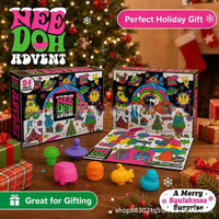 Nouveautés transfrontalières Halloween Noël Jouets en plastique à presser et à éclater Boîtes mystères Calendriers créatifs Squishy 24 jours de surprises