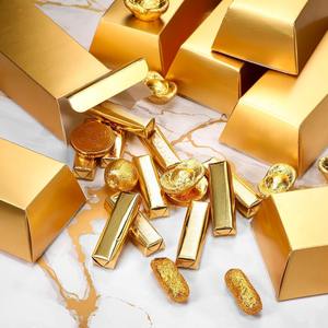 Boîte cadeau en forme de lingot d'or, boîte à dragées en papier doré, boîte à dragées en forme de brique de trésor pour fête sur le thème du pirate ou du casino - Product Image 3