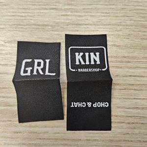 Etiqueta de cuello de nailon de alta densidad blanca para prendas de mujer, etiqueta de seguridad tejida personalizada de alta calidad, ecológica, para el centro, con etiqueta de talla. - Product Image 3