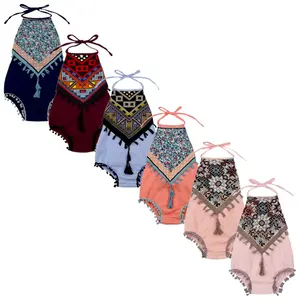 Cô Gái Aztec Hồng Pom Pom Romper Quần Áo Trẻ Em Sơ Sinh Mặc Romper