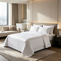 Parure de lit de luxe pour hôtel en coton égyptien 100% tissé - Housse de couette et taies d'oreiller - Blanc écologique 300TC - Personnalisable
