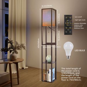 Lámpara de pie estilo tambor novedad imagen personalizada con base E26/E27 tela de cuerpo de plástico/sombra de madera sombreada en rosa/amarillo/azul para sala de estar Hotel - Product Image 3