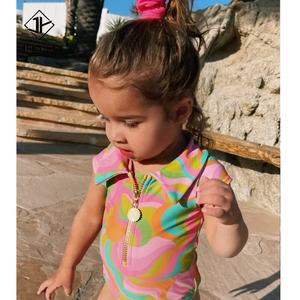 2023 Custom Matching Family Swimwear Uv Protection Children Beachwear Kids Swimwear Zipper One Piece for <b>Girls</b> - Product Image 2
