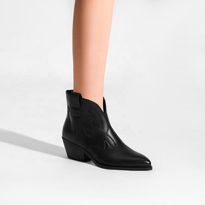 <span class=keywords><strong>Bottines</strong></span> Chelsea en similicuir noir pour <span class=keywords><strong>femme</strong></span> avec <span class=keywords><strong>talon</strong></span> bloc bas et fermeture éclair latérale, confort automne/hiver - Product Image 1
