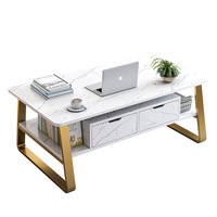 Table basse de luxe légère pour salon Table à thé couleur marbre simple Meuble TV Meuble simple bureau créatif Table d'appoint en baie vitrée