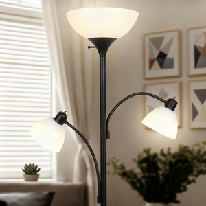 Lampadaire moderne à LED, hauteur réglable, corps en fer, abat-jour blanc, pour salon, chambre à coucher, bureau - Product Image 3