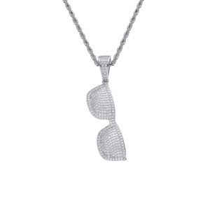 Bijoux hip hop européens et américains, collier personnalisé en cuivre incrusté de zircon, pendentif lunettes hip hop rétro pour hommes - Product Image 5