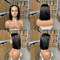 Perruque courte en cheveux vietnamiens doublement étirés, avec dentelle transparente, 16A SDD 5x5, perruque bob lisse en cheveux vietnamiens pour femmes noires