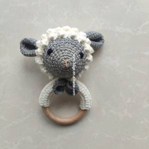 Panca in cotone organico legno oem massaggiagengive giocattolo neonato <span class=keywords><strong>regalo</strong></span> benvenuto <span class=keywords><strong>regalo</strong></span> per bambini sonaglio presente per bambino - Product Image 5