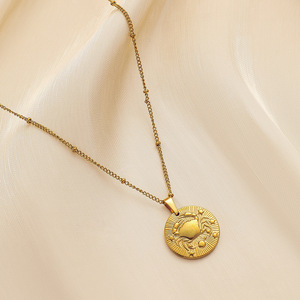 Collier <span class=keywords><strong>Horoscope</strong></span> Plaqué Or 18K Vintage <span class=keywords><strong>2023</strong></span>, Chaîne à Maillons en Acier Inoxydable Anti-Décoloration avec Pendentif Signe Astrologique, Bijoux Religieux Chrétiens - Product Image 5