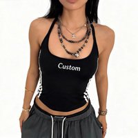 Logo personnalisé broderie OEM/ODM production par lots de hauts courts de sport pour femmes débardeurs ajustés décontractés hauts courts d'été sans manches