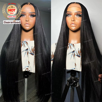 Perruque sans colle ultra-lisse 100% cheveux humains vierges indiens HD transparente pour perruque noire naturelle droite tailles 13x6/4x4 pour femmes