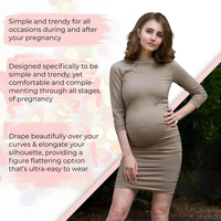 Robe longue de maternité confortable, extensible et respirante avec fronces latérales, soutien abdominal, sans couture, post-partum, vente en gros