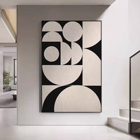 Impression sur toile noir et blanc, œuvre d'art abstraite géométrique, art mural personnalisé, peinture sur toile faite à la main, peinture moderne
